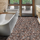 Antique Hexagon Mosaic Tile Earthy Brown Metallic Textured Wall Backsplash Tile【Pack of 5 Sheets】