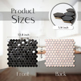 Blujellyfish Black Metallic Hexagon Honeycomb Backsplash Tile for Kitchen Bathroom Accent Wall【Pack of 5 Sheets】