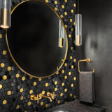 Blujellyfish Black and Gold Backsplash Wall Tiles Hexagon Mosaic Shower Floor Tile Kitchen Bathroom Tile 【Pack of 5 Sheets】
