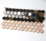 Blujellyfish Black and Gold Backsplash Wall Tiles Hexagon Mosaic Shower Floor Tile Kitchen Bathroom Tile 【Pack of 5 Sheets】