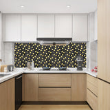 Blujellyfish Black and Gold Backsplash Wall Tiles Hexagon Mosaic Shower Floor Tile Kitchen Bathroom Tile 【Pack of 5 Sheets】