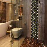 Blujellyfish Black and Gold Backsplash Wall Tiles Hexagon Mosaic Shower Floor Tile Kitchen Bathroom Tile 【Pack of 5 Sheets】
