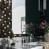 Blujellyfish Black and Gold Backsplash Wall Tiles Hexagon Mosaic Shower Floor Tile Kitchen Bathroom Tile 【Pack of 5 Sheets】