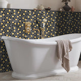 Blujellyfish Black and Gold Backsplash Wall Tiles Hexagon Mosaic Shower Floor Tile Kitchen Bathroom Tile 【Pack of 5 Sheets】