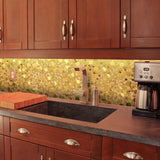 Blujellyfish Wall Backsplash Tile Gold Bubble Mosaic Tile Kitchen Bathroom【Pack of 5 Sheets】