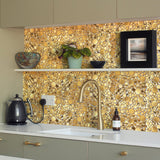 Blujellyfish Wall Backsplash Tile Gold Bubble Mosaic Tile Kitchen Bathroom【Pack of 5 Sheets】