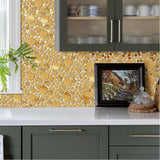 Blujellyfish Wall Backsplash Tile Gold Bubble Mosaic Tile Kitchen Bathroom【Pack of 5 Sheets】