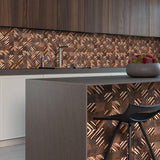 Blujellyfish 3D Antique Copper Tile for Backsplash Accent Wall Real Bronze Mosaic【Pack of 5 Sheets】