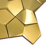 Blujellyfish Gold 3D Wall Panels Metallic Long Hexagon Backsplash Tile【Pack of 5 Sheets】