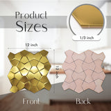 Blujellyfish Gold 3D Wall Panels Metallic Long Hexagon Backsplash Tile【Pack of 5 Sheets】