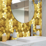 Blujellyfish Gold 3D Wall Panels Metallic Long Hexagon Backsplash Tile【Pack of 5 Sheets】