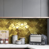 Blujellyfish Gold 3D Wall Panels Metallic Long Hexagon Backsplash Tile【Pack of 5 Sheets】