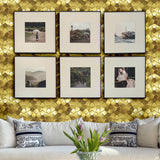 Blujellyfish Gold 3D Wall Panels Metallic Long Hexagon Backsplash Tile【Pack of 5 Sheets】