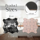 Blujellyfish Black 3D Wall Panels Metallic Long Hexagon Backsplash Tile【Pack of 5 Sheets】