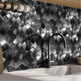 Blujellyfish Black 3D Wall Panels Metallic Long Hexagon Backsplash Tile【Pack of 5 Sheets】