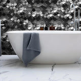Blujellyfish Black 3D Wall Panels Metallic Long Hexagon Backsplash Tile【Pack of 5 Sheets】