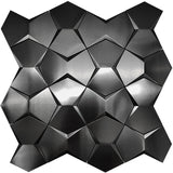 Blujellyfish Black 3D Wall Panels Metallic Long Hexagon Backsplash Tile【Pack of 5 Sheets】
