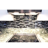 Black Chrome Silver Glass Tile Kitchen Backsplash Art Mosaic Bath Wall【Pack of 5 Sheets】