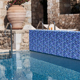 Blujellyfish Blue Glass Tile Iridescent Starry Sky design Backsplash Tile for Swimming Pool Kitchen Bathroom Walls【Pack of 5 Sheets】