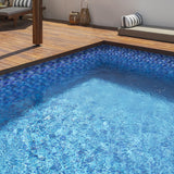 Blujellyfish Blue Glass Tile Iridescent Starry Sky design Backsplash Tile for Swimming Pool Kitchen Bathroom Walls【Pack of 5 Sheets】