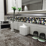 Wall Backsplash Tile Black Glass Silver Metal Iridescent Vibrant Colors for Kitchen Bathroom Shower Accents Walls【Pack of 5 Sheets】