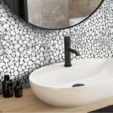 Metal Pebble Mosaic Tiles, Silver Stainless Steel Backsplash Tile for Kitchen Bath Backsplash Shower Floor【Pack of 5 Sheets】