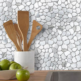 Metal Pebble Mosaic Tiles, Silver Stainless Steel Backsplash Tile for Kitchen Bath Backsplash Shower Floor【Pack of 5 Sheets】