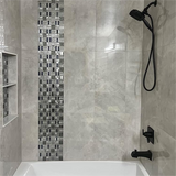 Blujellyfish Glass Metallic Mosaic Tiles Silver Kitchen Backsplash Bathroom Shower Accent Wall Decor【Pack of 5 Sheets】