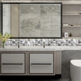 Blujellyfish Glass Metallic Mosaic Tiles Silver Kitchen Backsplash Bathroom Shower Accent Wall Decor【Pack of 5 Sheets】