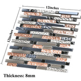 Crystal Glass Tile Interlocking Ink Blue Rose Gold Mosaic Bath Kitchen Fireplace Decor【Pack of 5 Sheets】