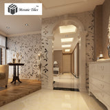 TST Mosaic Collages Silver Vine Leaves Beautiful Pattern Deco Art Mosaic Tiles