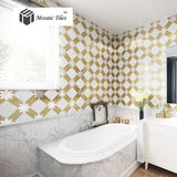 TST Mosaic Collages Goleden Silver Diamond Crystal Glass Parquet Mosaic Tiles Wall Deco