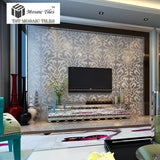 TST Mosaic Collages Silver Vines Flower Pattern Home Hotel Deco Art Mosaics