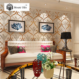 TST Mosaic Collages Goleden Silver Sprout Pattern Mirror Unique Hand Craft Wall Deco Tiles