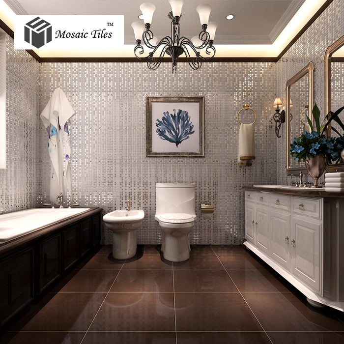 TST Mosaic Collages Chrome Silver Bead Curtains Crystal Glass Tiles