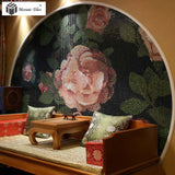 TST Mosaic Collages Classic Peony Flowers Crystal Glass Interior Design Wall Backsplash Black White