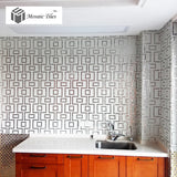 TST Mosaic Collages Art Wall Deco Backsplash Silver Rectangular Patterns Tiles