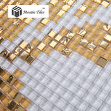 TST Mosaic Collages Golden White Flowers Tulip Pattern Picture Art Wall Tiles