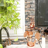 Crystal Glass Tile Interlocking Ink Blue Rose Gold Mosaic Bath Kitchen Fireplace Decor【Pack of 5 Sheets】