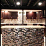 Crystal Glass Tile Interlocking Ink Blue Rose Gold Mosaic Bath Kitchen Fireplace Decor【Pack of 5 Sheets】