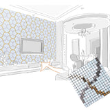 TST Mosaic Collages Goleden Silver Curve Wall Puzzle Parquet Hand Craft Mosaic Pictures