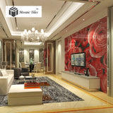 TST Mosaic Collages Romantic Red Rose Background Art Wall Deco Crystal Glass Tiles