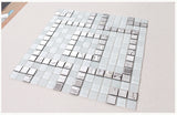 TST Mosaic Collages Art Wall Deco Backsplash Silver Rectangular Patterns Tiles