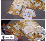 TST Mosaic Collages Golden White Flowers Tulip Pattern Picture Art Wall Tiles