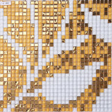 TST Mosaic Collages Golden White Flowers Tulip Pattern Picture Art Wall Tiles