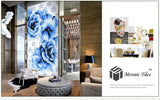 TST Mosaic Collages Big Blue Flowers Puzzle Patterns Customized Floral Crystal Glass Tiles