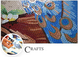 TST Mosaic Mural Crystal Glass Blue Peacock Elegant Background Wall Deco