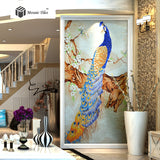 TST Mosaic Mural Crystal Glass Blue Peacock Elegant Background Wall Deco