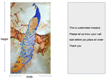 TST Mosaic Mural Crystal Glass Blue Peacock Elegant Background Wall Deco