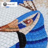 TST Mosaic Mural Crystal Glass Blue Peacock Elegant Background Wall Deco